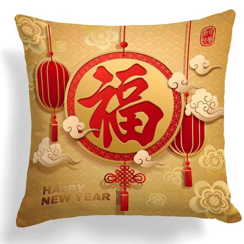 Sarung Bantal Sofa Ukuran 50X50 Sarung Bantal Lesehan Besar Motif Oriental Imlek Sin Cia