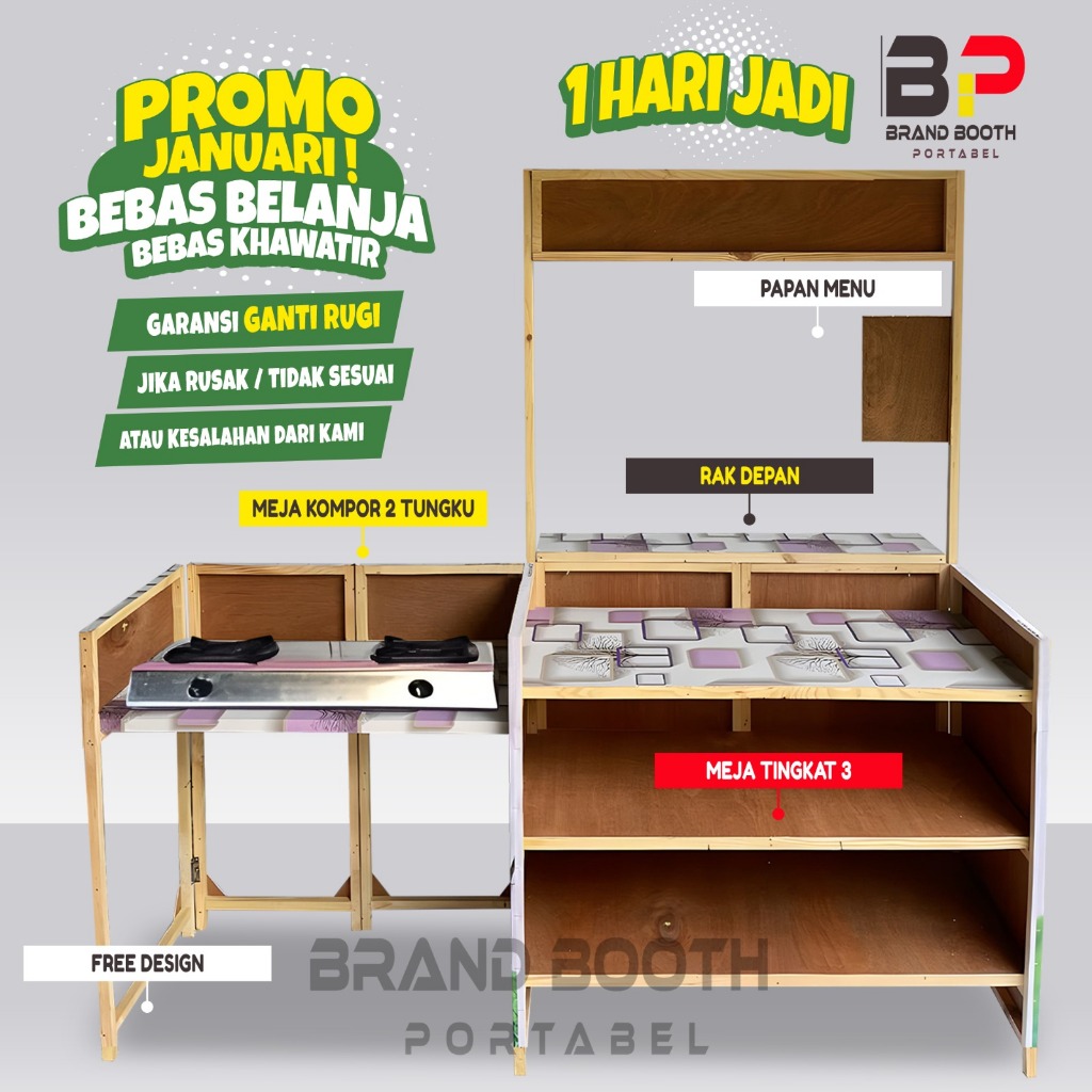 BOOTH JUALAN JUMBO - MUAT KOMPOR 2 TUNGKU I SIAP PAKAI JUALAN I KUAT & RAPI /Booth Lipat Portable/Bo