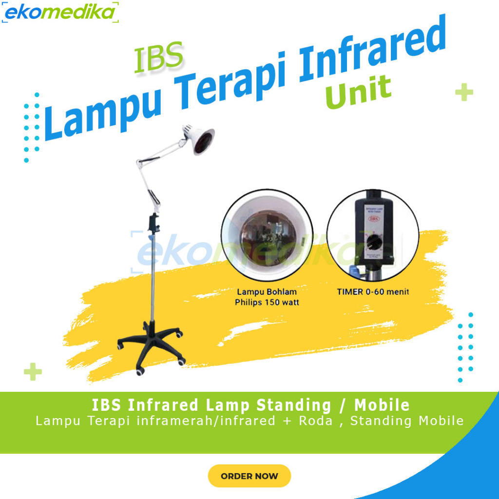 IBS Infrared Lamp / Lampu Terapi Infra Red + Standard + Timer / Infrared Lamp Mobile Standing