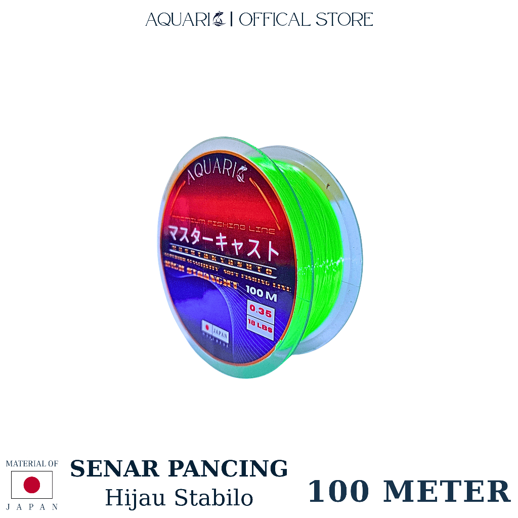 (AQUARIO OFFICIAL) Senar Pancing 100 Meter | Tali Pancing AQUARIO Warna Stabilo (Nilon) (Olahan) | K