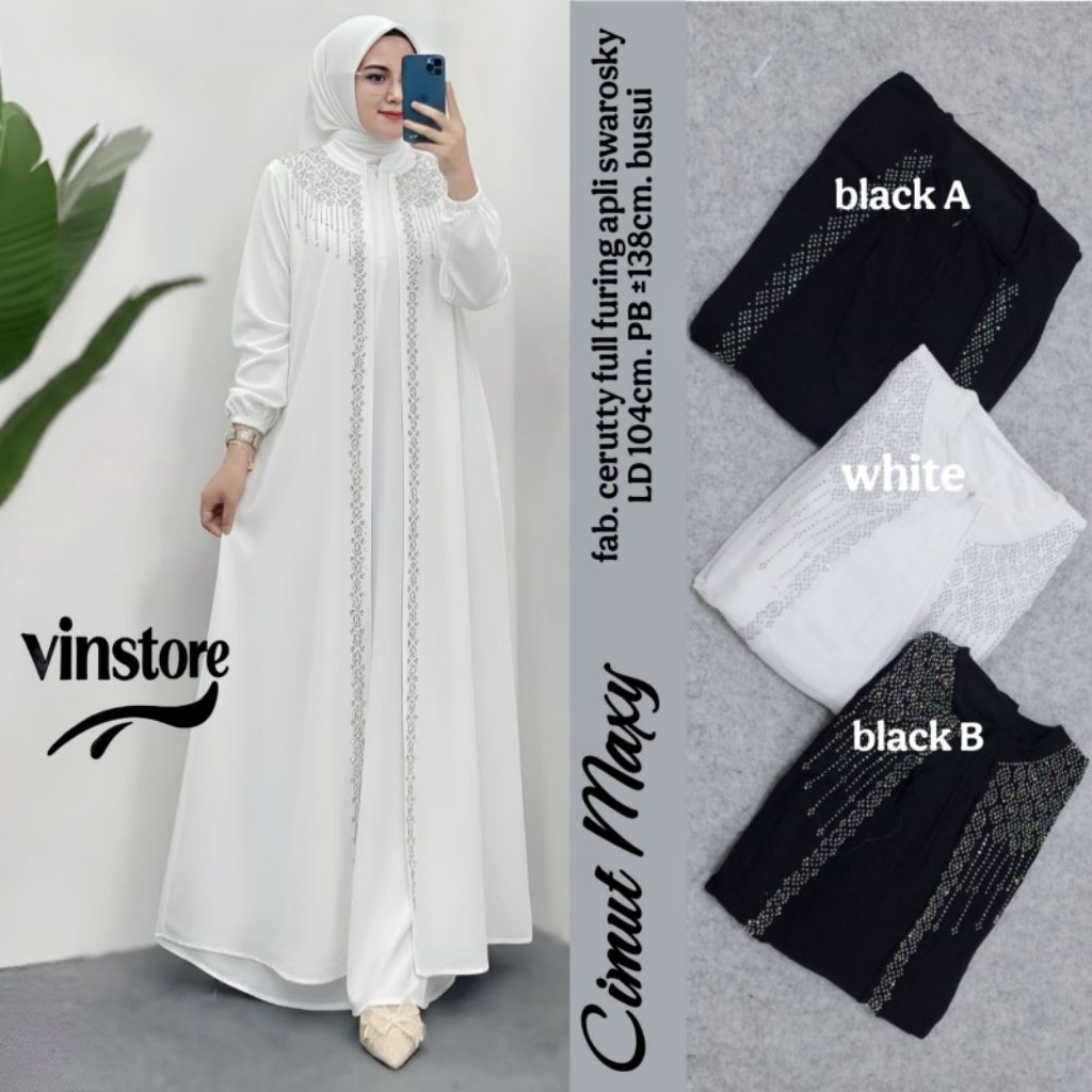 Baju Muslim Gamis Wanita Arabian Look Cimut Maxy | Gamis Wanita Kekinian Mewah Ceruty Full Furing