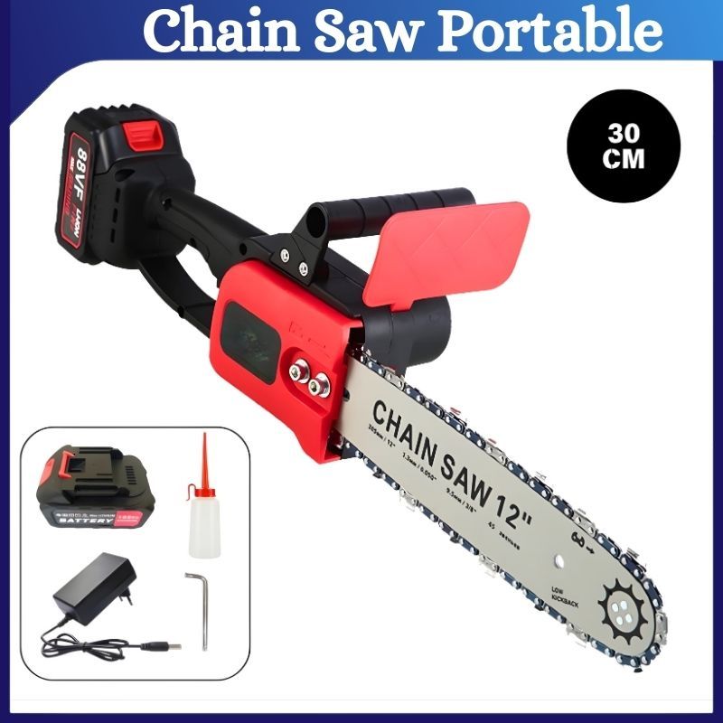 VODA Gergaji Chainsaw Cordless 12 Inch Gergaji Baterai Portable Gergaji Listrik Rantai Elektrik 21 v