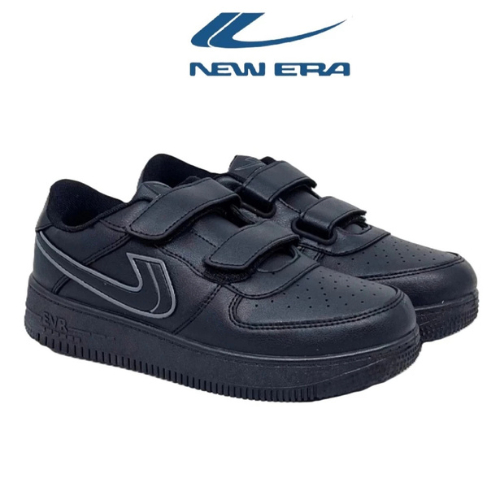 New Era Force Sepatu Sneaker Sekolah Perekat 37-40 Sneakers Hitam polos Putih Kulit Sintetis Premium