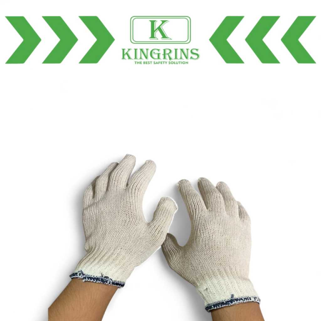 KINGRINS - Sarung Tangan Rajut Benang 5 / Sarung Tangan Katun Benang 5 Putih Lusinan