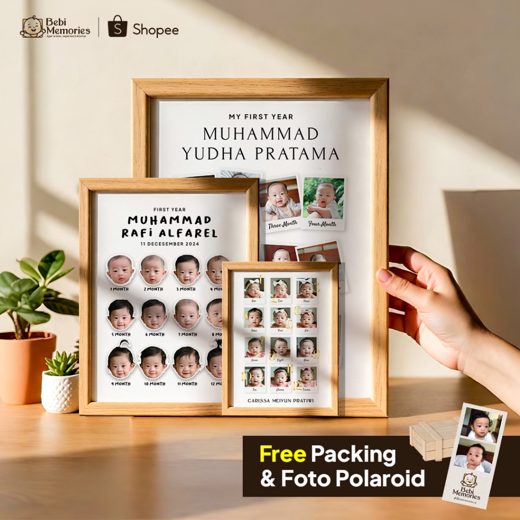 Frame Premium 3D Foto Baby Newborn | Bingkai Foto Biodata Bayi Newborn | Hadiah Gift |