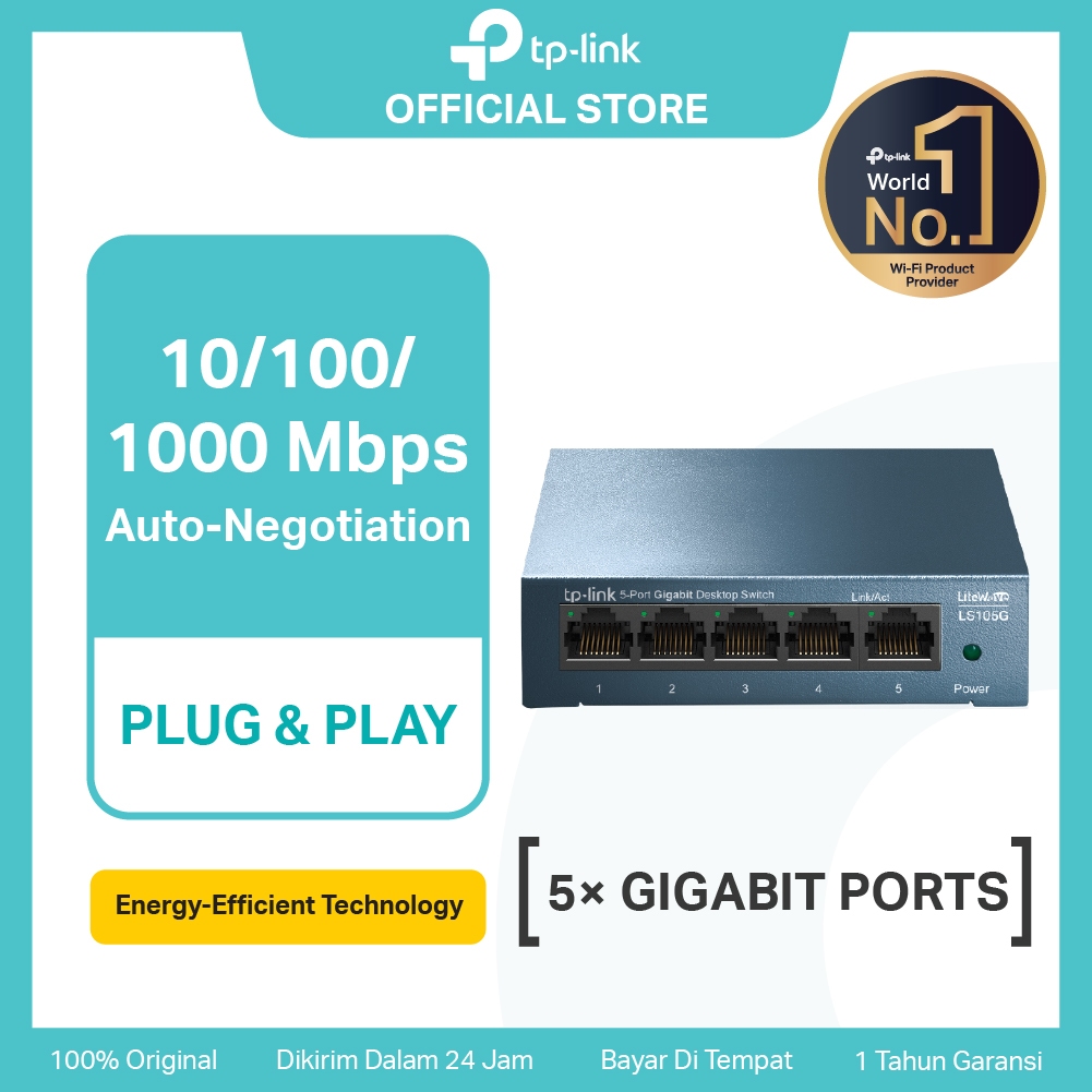 TP-Link LS105G | 5 Port Gigabit Ethernet Switch | RJ45 10/100/1000Mbps | Desktop Switch | Unmanaged