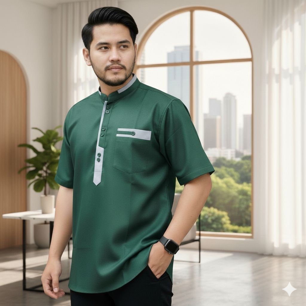 RADINTA - BAJU KOKO KURTA KATUN TOYOBO PREMIUM PRIA LENGAN PENDEK UKURAN M L XL XXL JUMBO ACARA LEBA