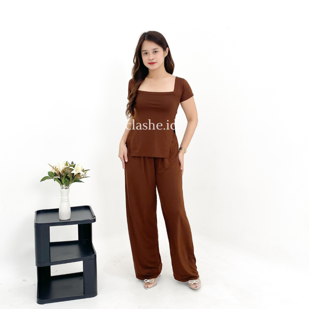 Everly Set Spandex Top Tali Belakang dan Kulot - Simple OOTD by Clashe