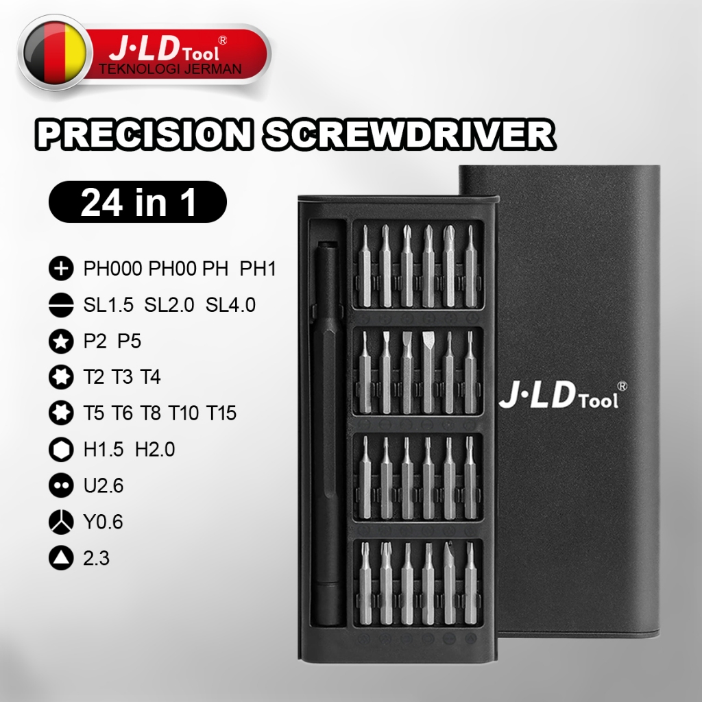 JLD Kit Obeng 24in1 Full Set Obeng Service Magnetic Bits Reparasi HP Gadget Universal Hardware Tools