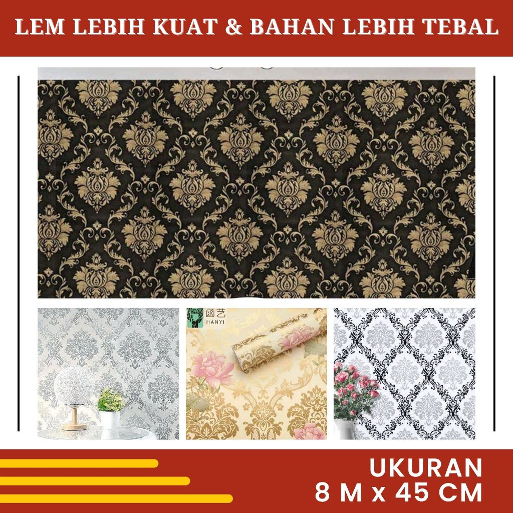 Wallpaper Dinding Batik Putih Silver Walpaper Dinding Kamar Tidur Motif Batik Vintage 10 Meter