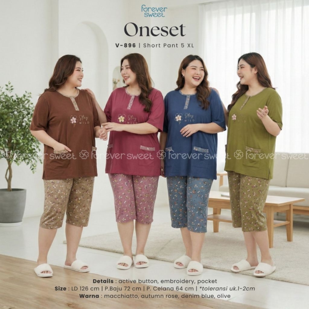 baju tidur piyama jumbo 5XL forever sweet  tangan pendek celana pendek