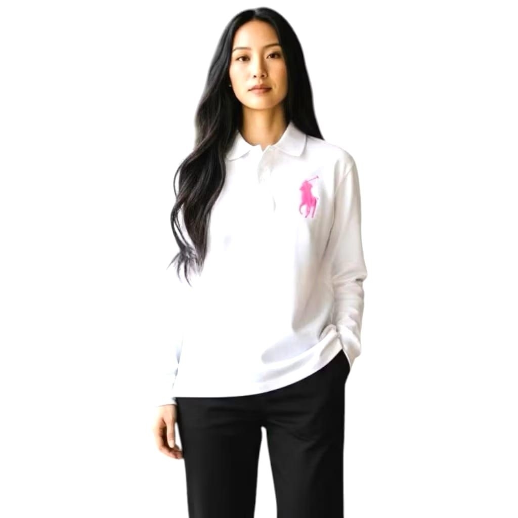 Polo Shirt Wanita Dewasa / Kaos Kerah Wanita / Kaos Lengan Panjang Wanita / Logo Besar Bordir / Polo