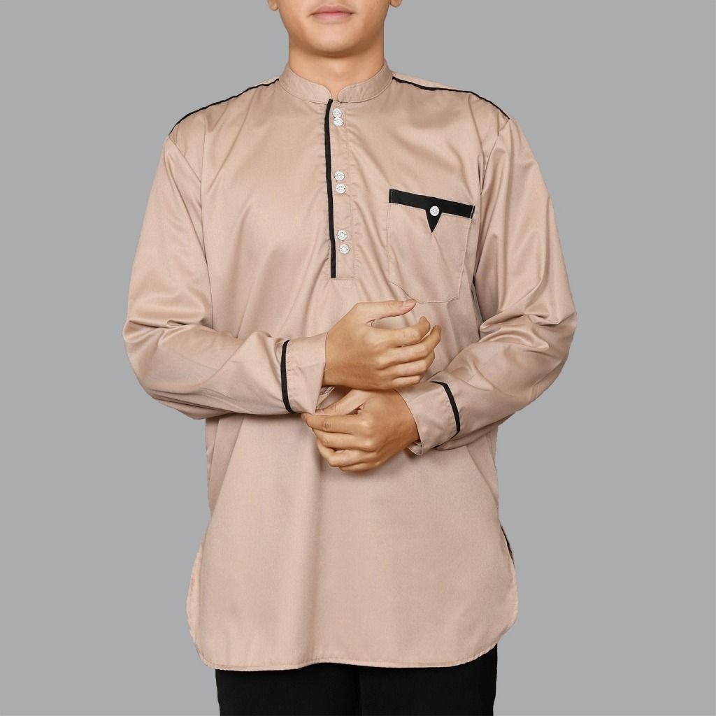 KHALISH - BAJU KOKO KURTA PRIA AYAH BAPAK BAPAK MUSLIM JUMBO LENGAN TANGAN PANJANG KATUN TOYOBO PREM