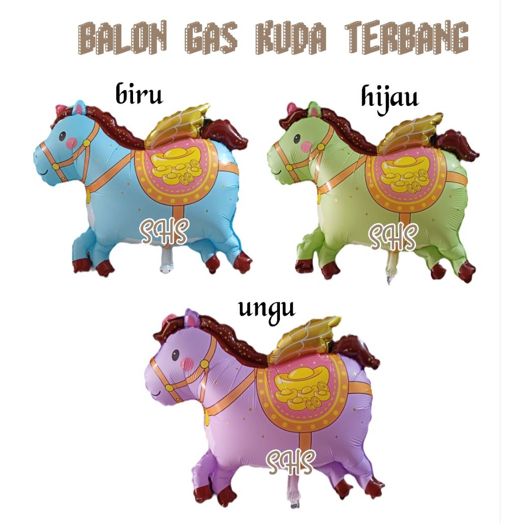 BALON GAS KARAKTER KUDA TERBANG 1 PAK ISI 50 PCS