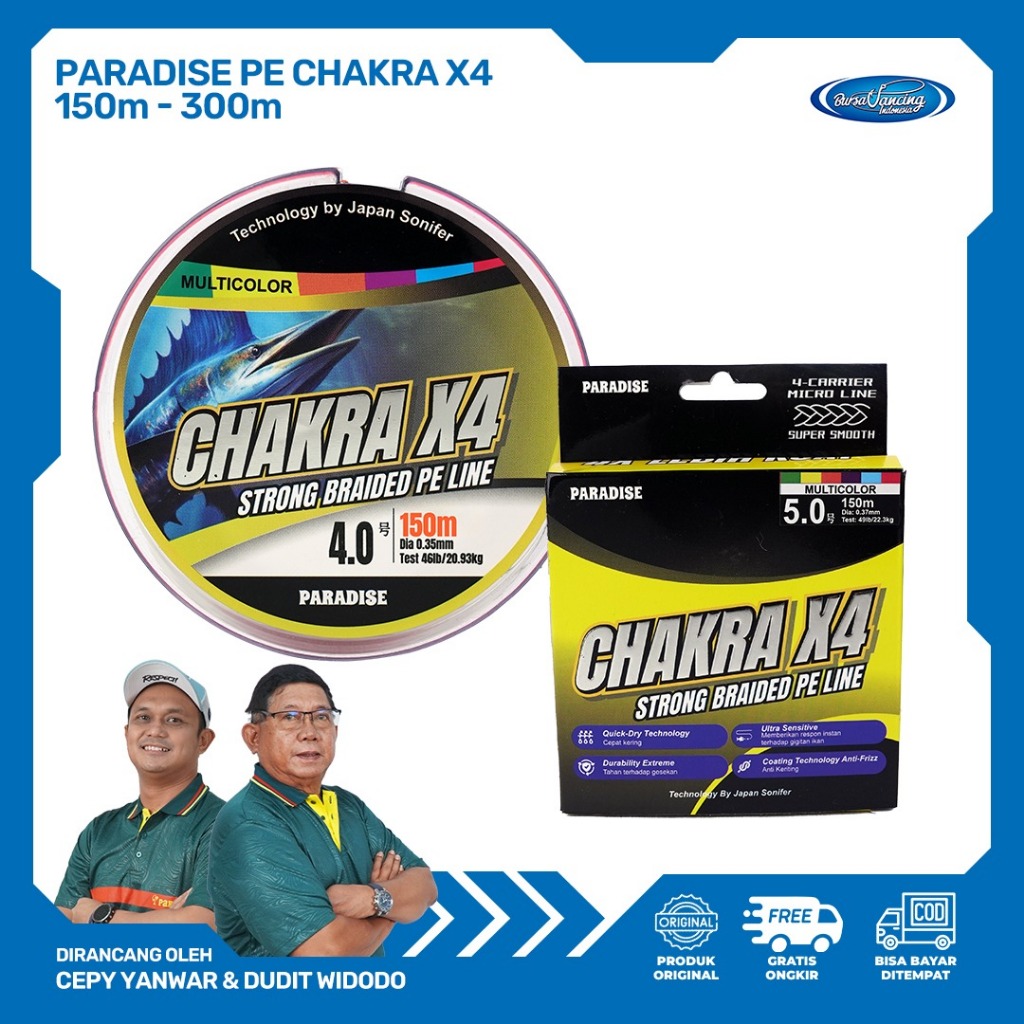 Senar Pancing Paradise PE 4 150m 200m 300m Helai Chakra X4 Paradise Kuat & Sensitif