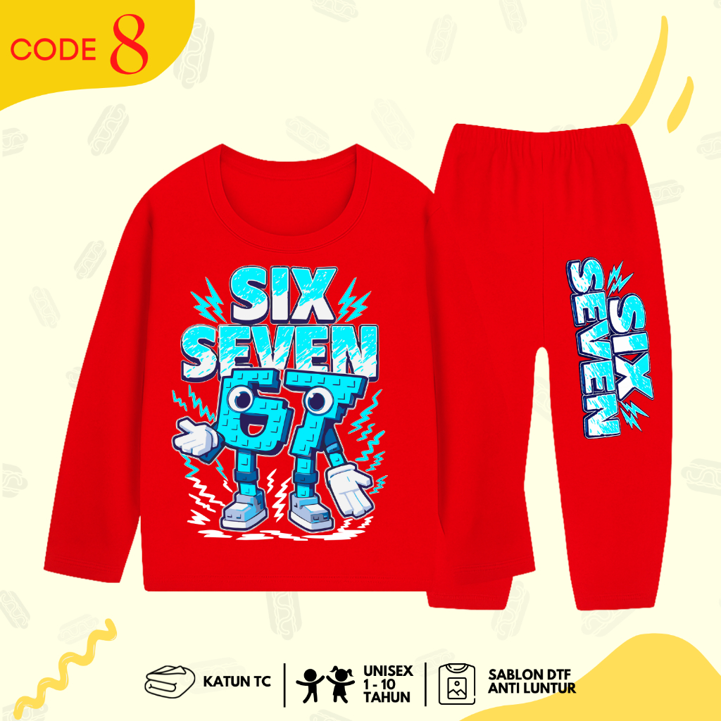 Baju Setelan Panjang 67 Six Seven Anak Laki Laki - Kaos Lengan Panjang Anomali Umur 1 - 10 Tahun