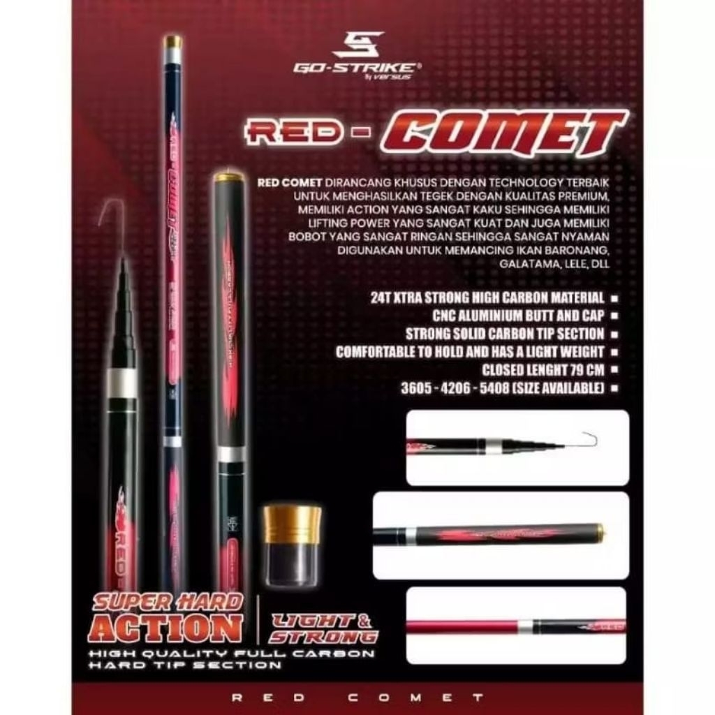 TEGEK KAKU GO STRIKE RED COMET CARBON, ringan dan kuat