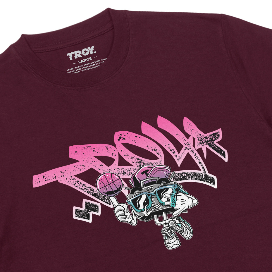 Troy Company Tshirt Maroon Radio Ball - Kaos Lengan Pendek Kaos Merah Maroon MTD 2494