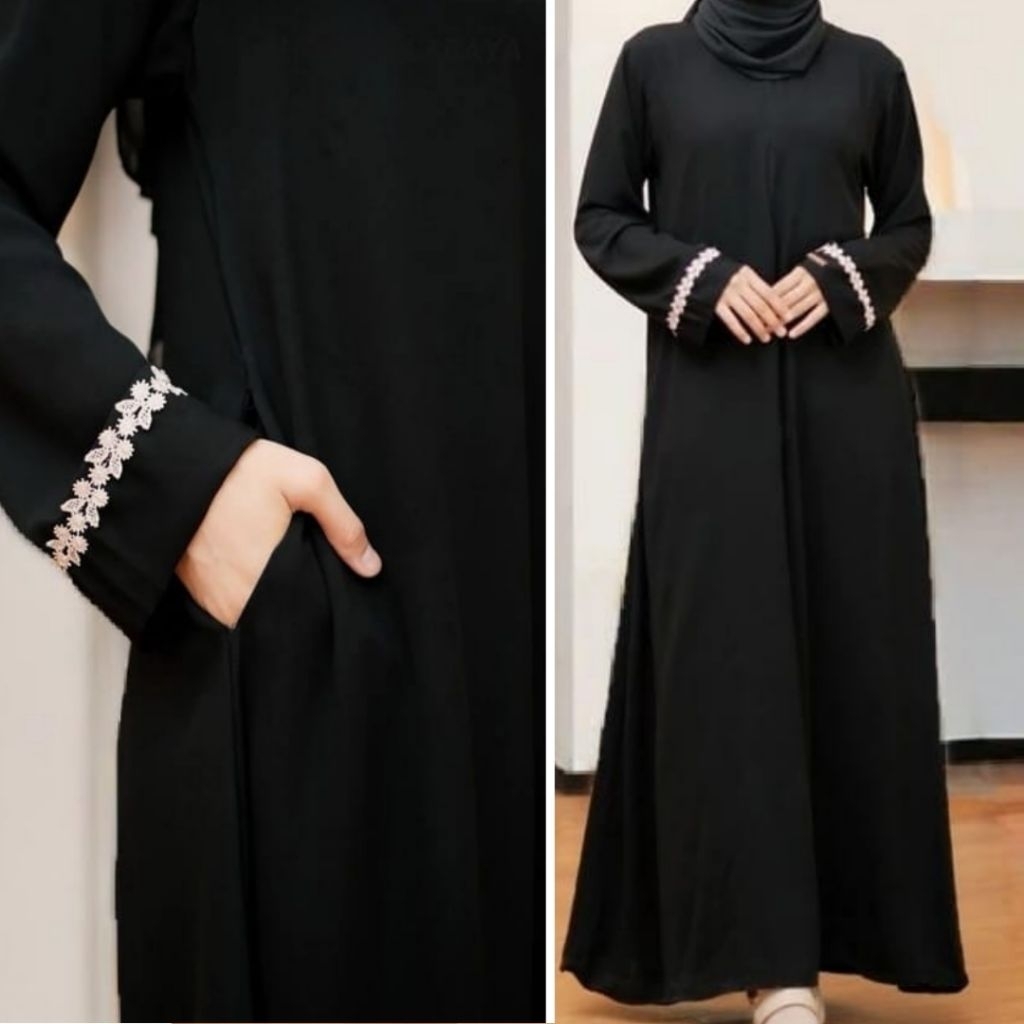 Zahwa Abaya Dress Baju Gamis Casual Pakaian Muslim Bahan Sabrina Anti UV Abaya Umrah Haji