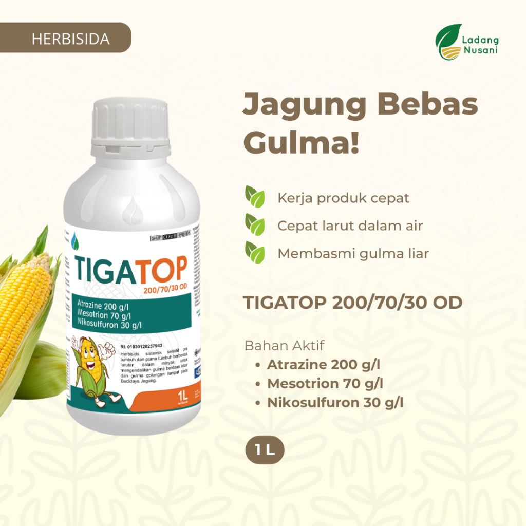 Mahakam TIGATOP 200/70/30 OD 1 Liter - Herbisida Selektif Kendalikan Gulma Jagung