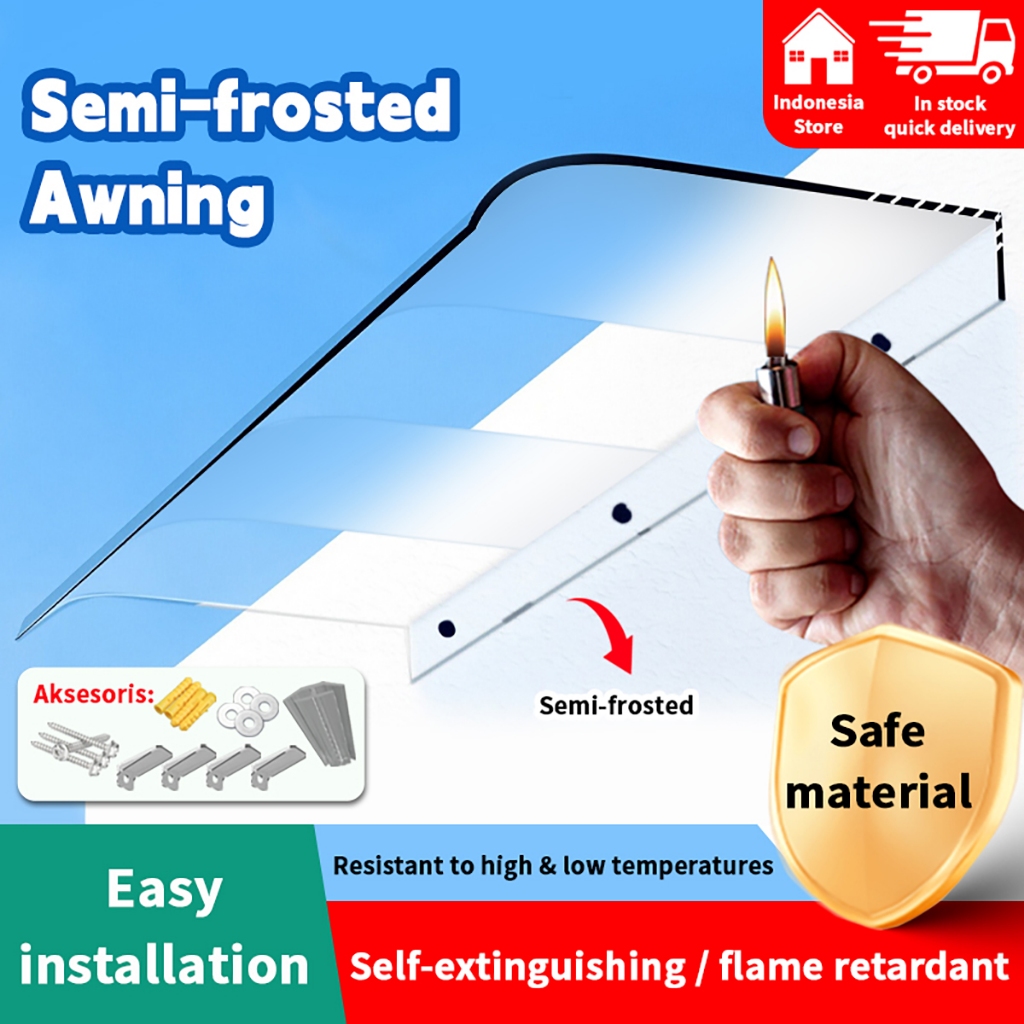 Kanopi Atap TransparanAtap Balkon Gerbang Anti Uv Dan Hujan Kanopi AtapPanjangnya Dapat Diperpanjang