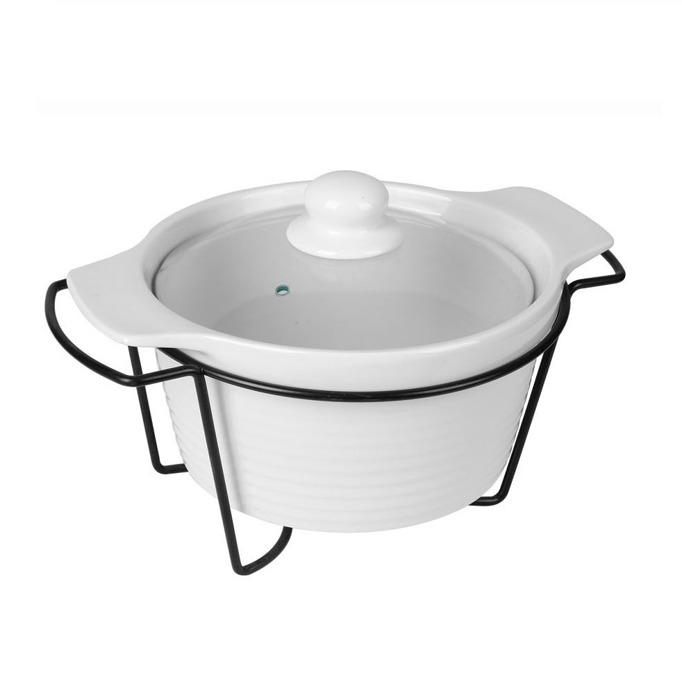 Prasmanan Food Warmer Bulat 12.5 inc Keramik Tutup Kaca Home Line