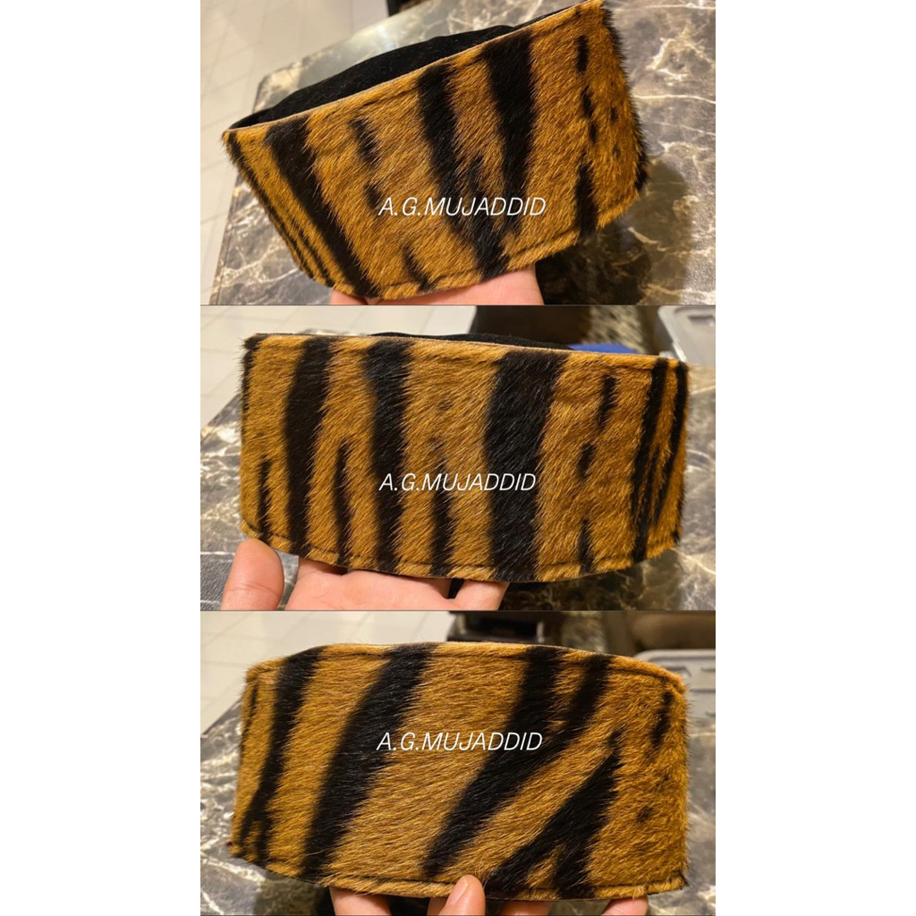 Aksesoris Muslim — Peci kulit berbulu corak kulit samak fashion