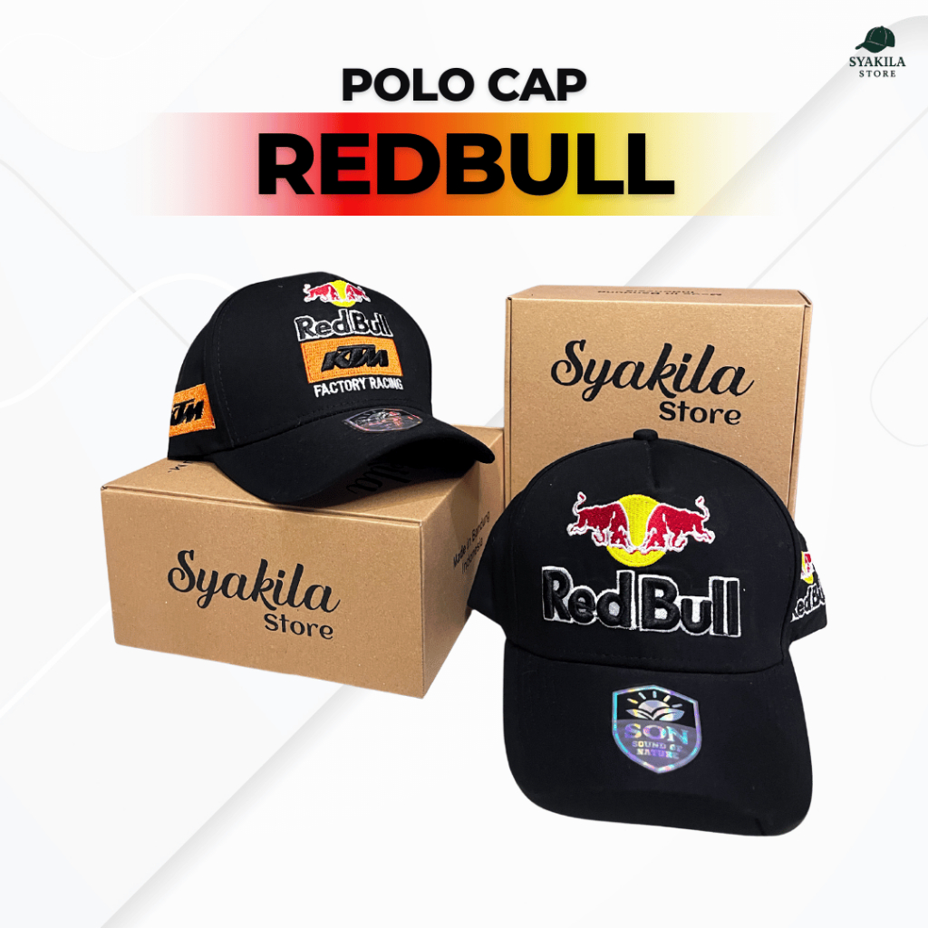 Topi Baseball Polo Cap Redbull Racing Team Unisex Premium Bordir Hitam