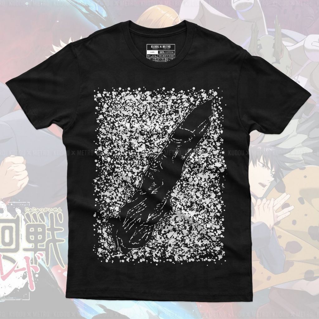 Kaos Sukuna Splash Glow in the Dark Hitam Sukuna Finger Jujutsu kaisen