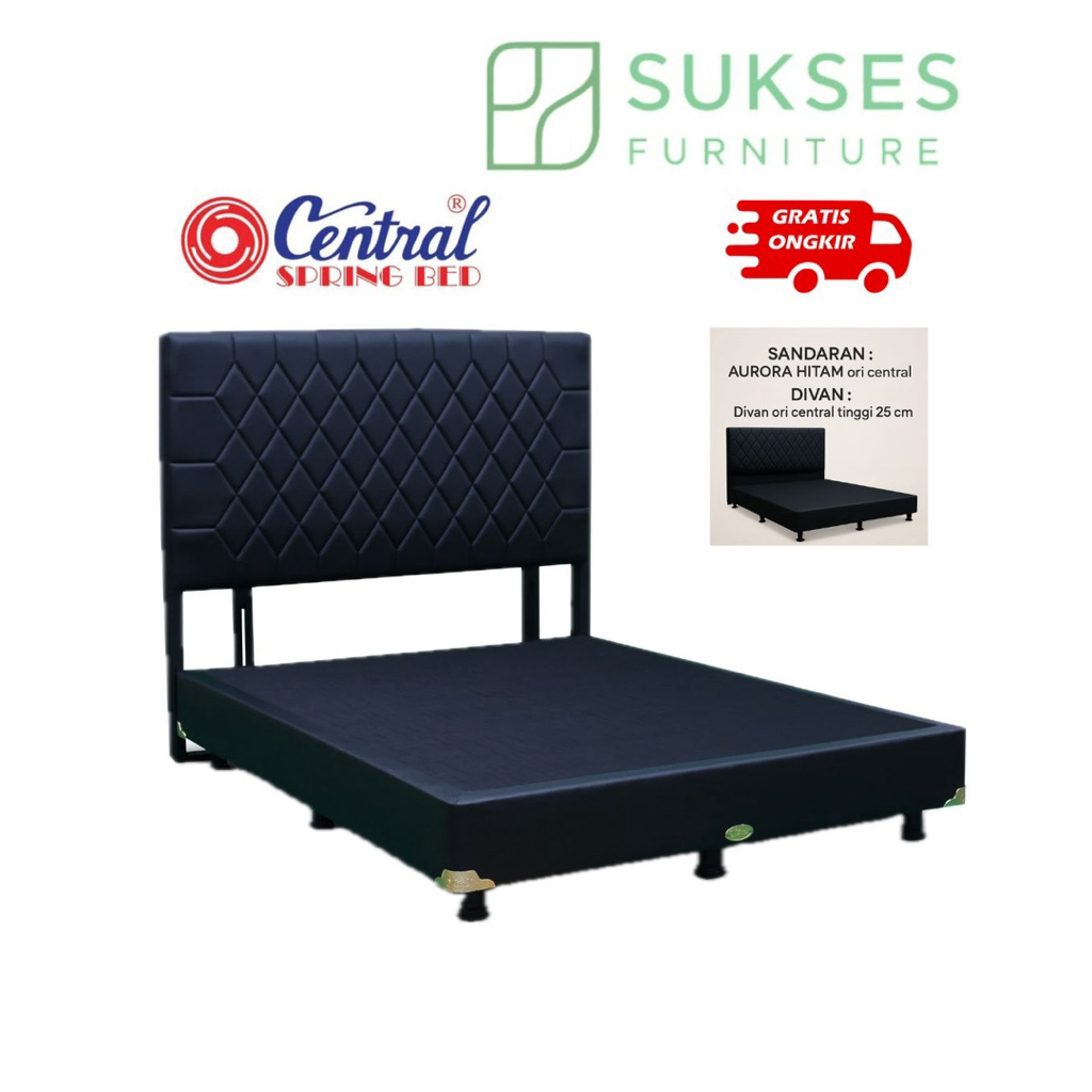 DIVAN ORI CENTRAL SPRING BED OSCAR HITAM(tebal 25cm)|SANDARAN AURORA OSCAR HITAM ORI CENTRAL SPRING 