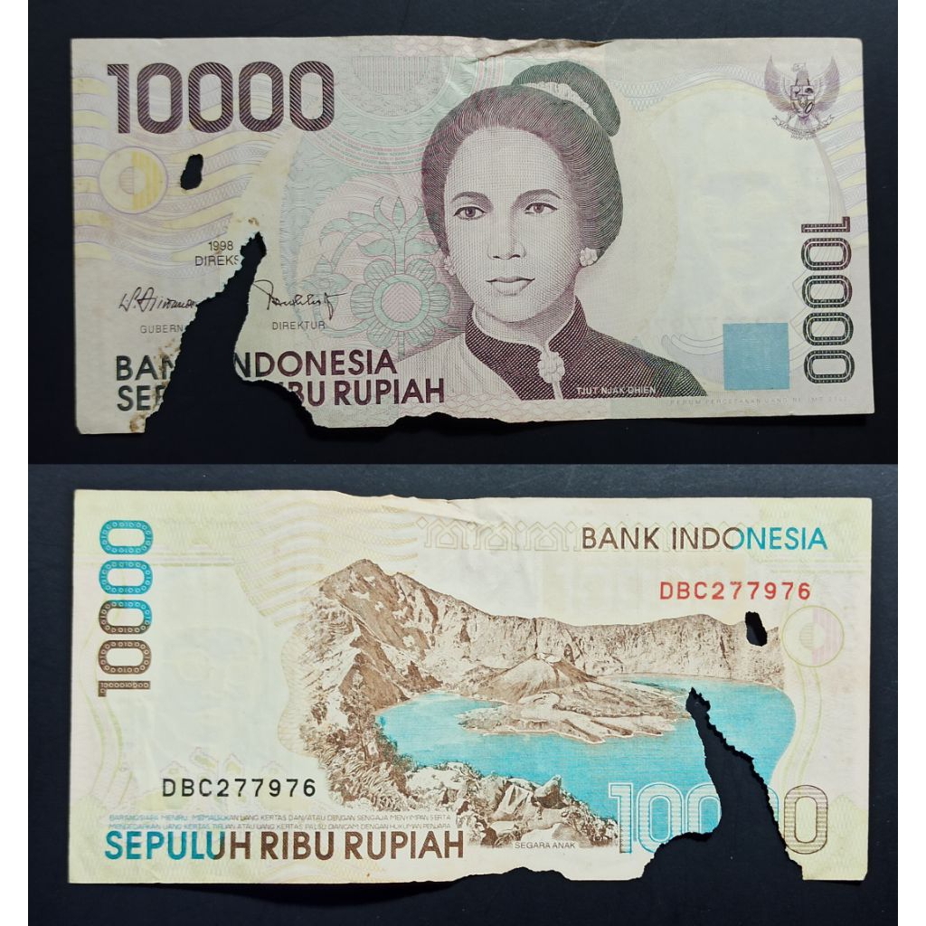 uang kuno Indonesia 10k rp tahun 1998 p2796