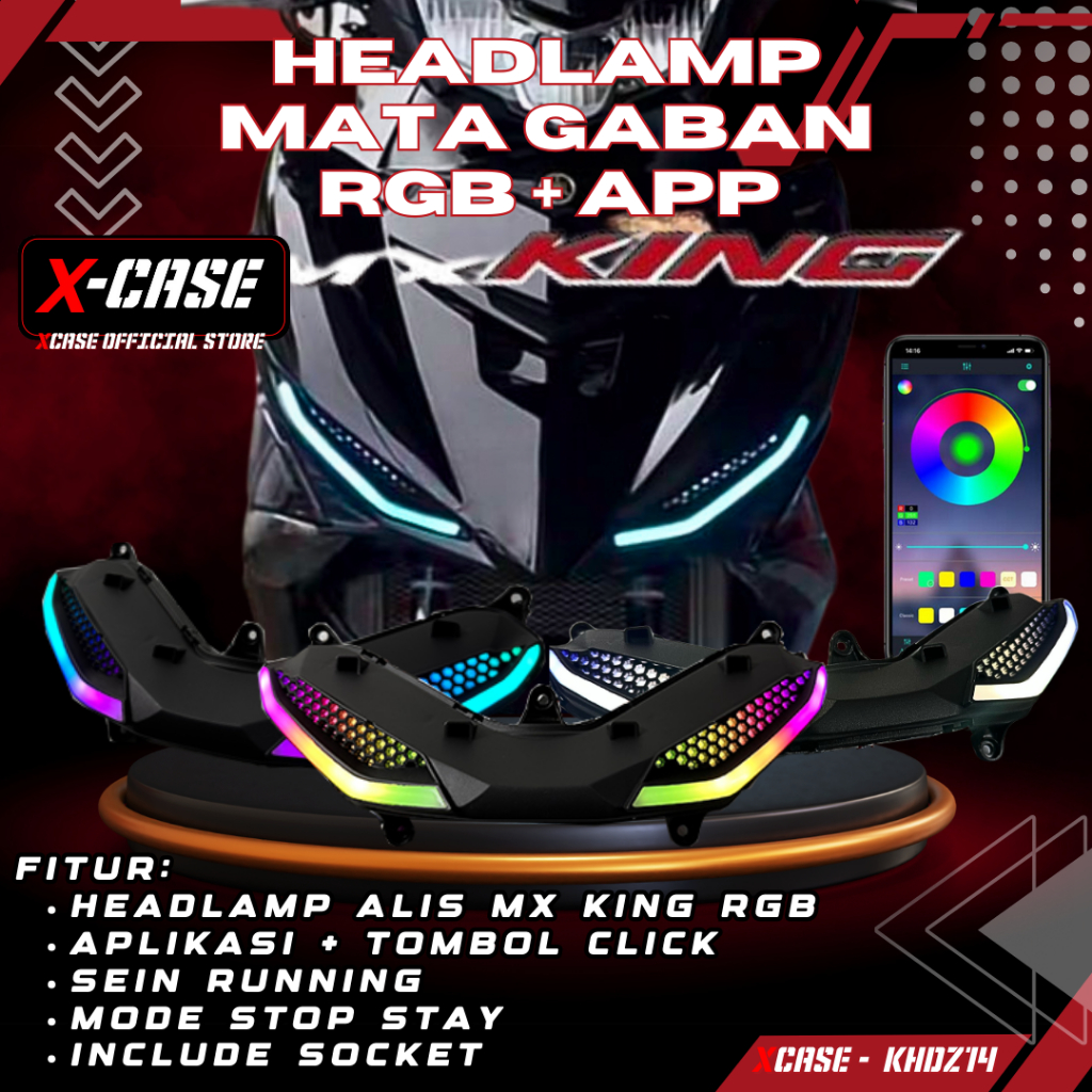 X-Case Cover Lampu Alis Mata Gaban Mx King 150 Mx 150 Mode Rgb Tombol Click Plus Aplikasi ZXD14