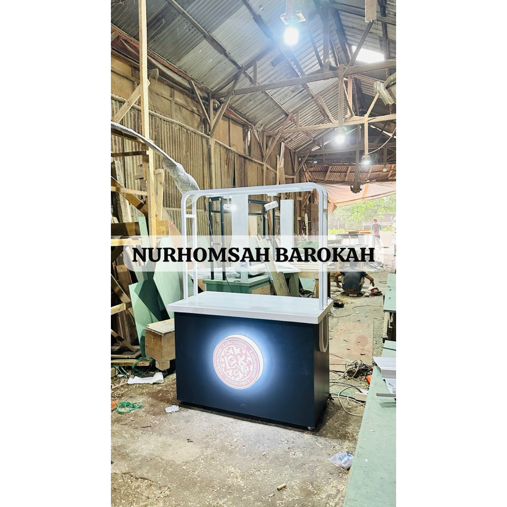 booth jualan portable ukuran 100x50x180 bazaar makanan atau minuman di mall mudah dilipat