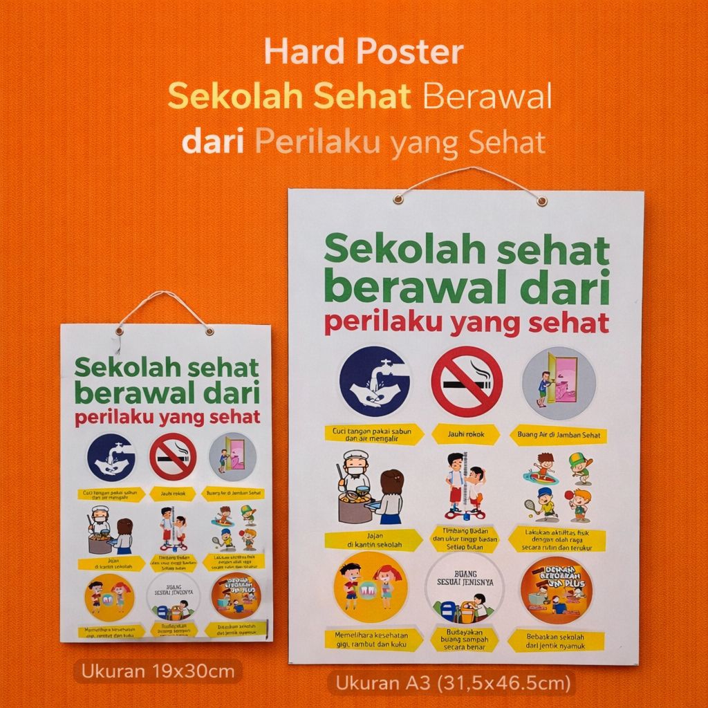 Hard Poster Gantung PHBS - Sekolah Sekolah Sehat Berawal dari Perilaku Sehat - PHBS Anak Sekolah