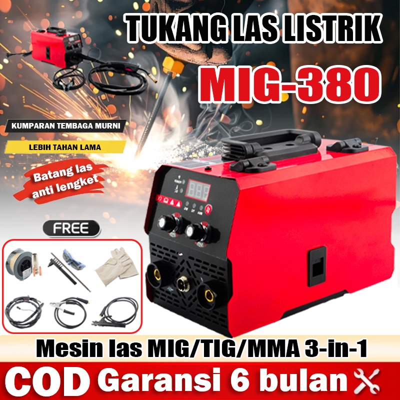 Mesin Las Inverter MIG-380 MIG/MMA/TIG 3 dalam 1 450W Mesin las listrik Mesin trafo las Mesin las mi