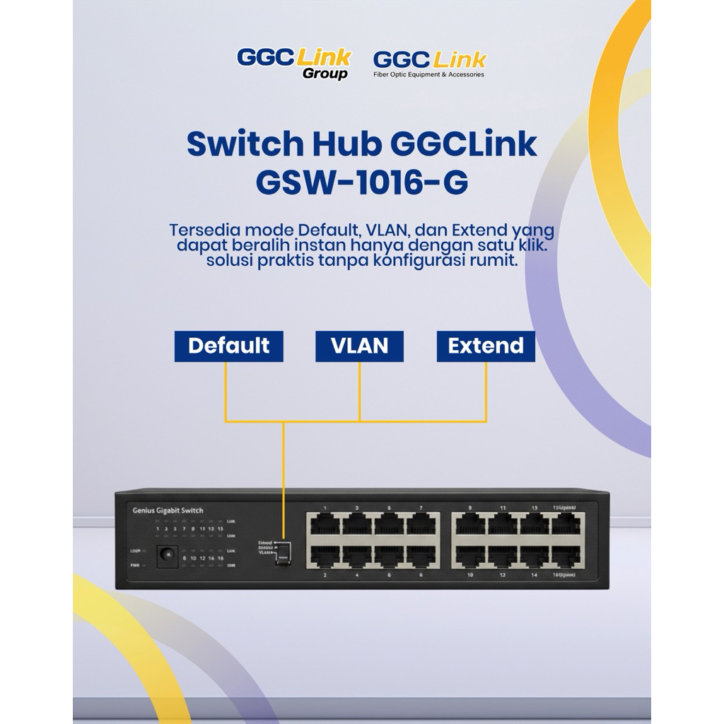 Switch Hub Gigabit 16 Port GGCLink GSW1016G , Switch Gigabit 16 Port RJ45