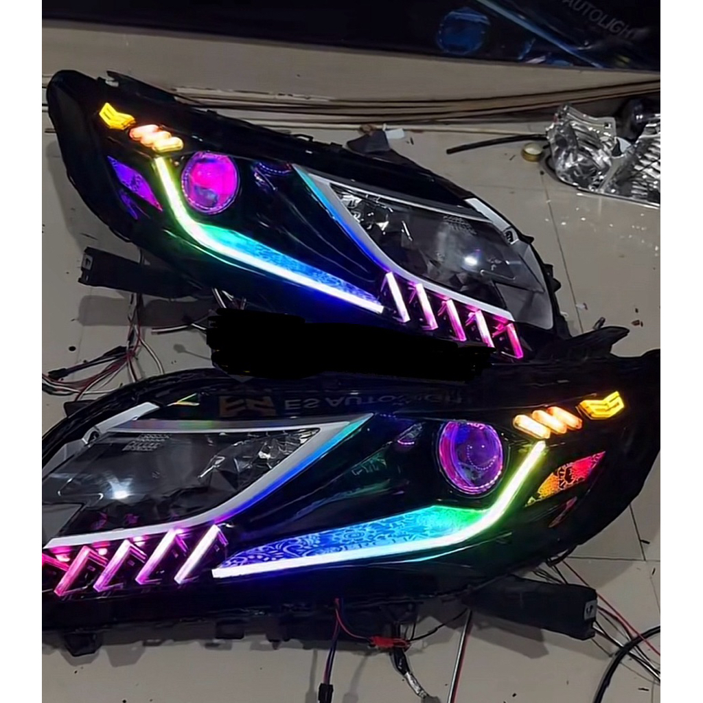 TERBARU Paket Headlamp Custom Pajero Sport Dakar Exceed 2016 -2021 Projie Biled Slim Frame Full RGB