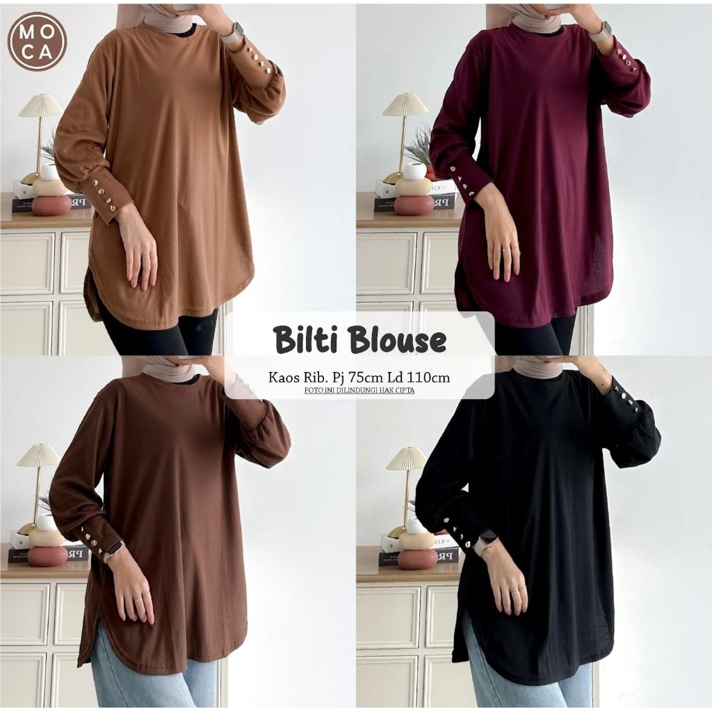289. ELIFA kaos blouse wanita cewek lengan panjang size LD 105 110 bahan kaos rib polos premium teba