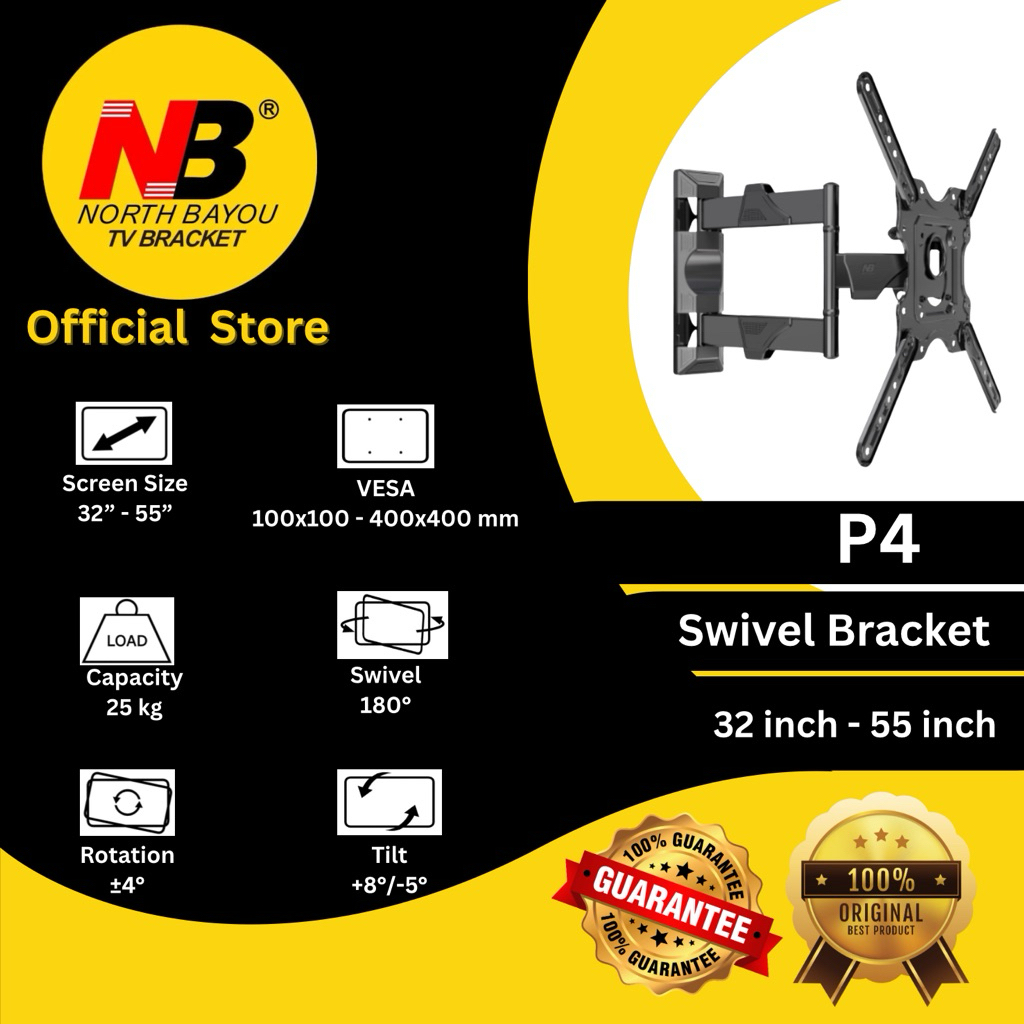 North Bayou NB P4 Bracket Swivel Wall Mount ( 32 inch to 55 inch ) For Display TV LED LCD OLED