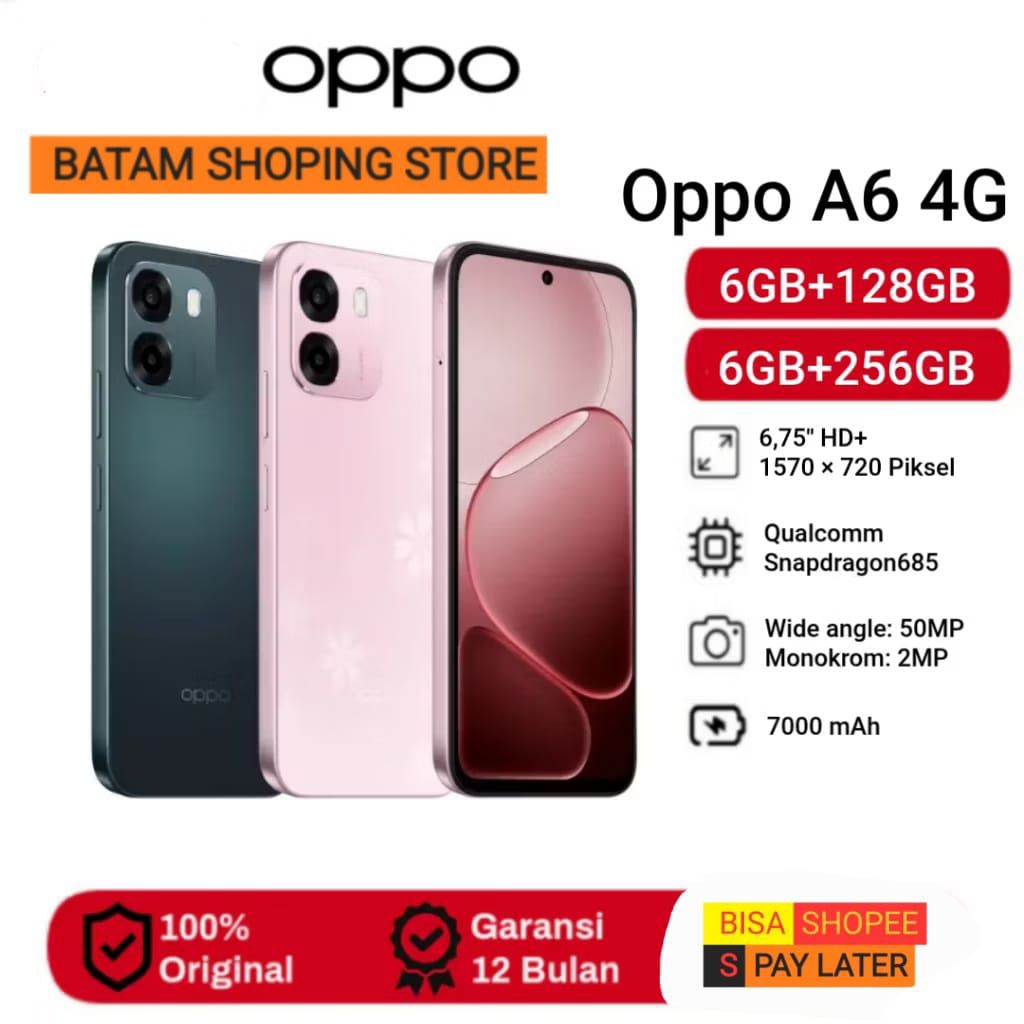 OPPO A6 4G ( 6GB+256GB ) ( 6GB+128GB ) NEW GARANSI RESMI
