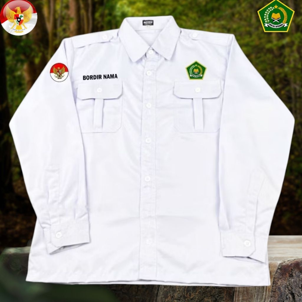 Seragam KEMENAG Baju Kemenag Putih Lengan Panjang
