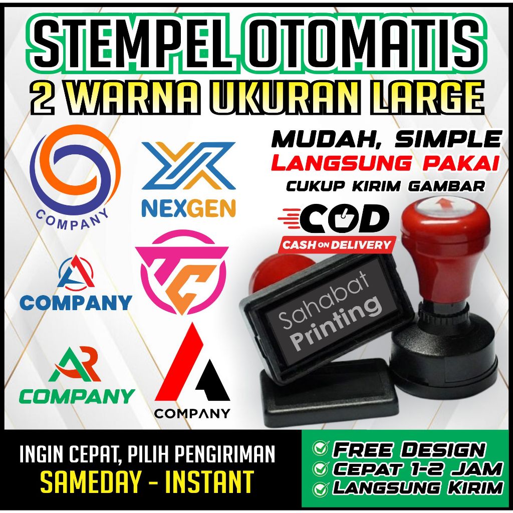 STEMPEL OTOMATIS 2 WARNA UKURAN LARGE | STEMPEL WARNA | STEMPEL FLASH