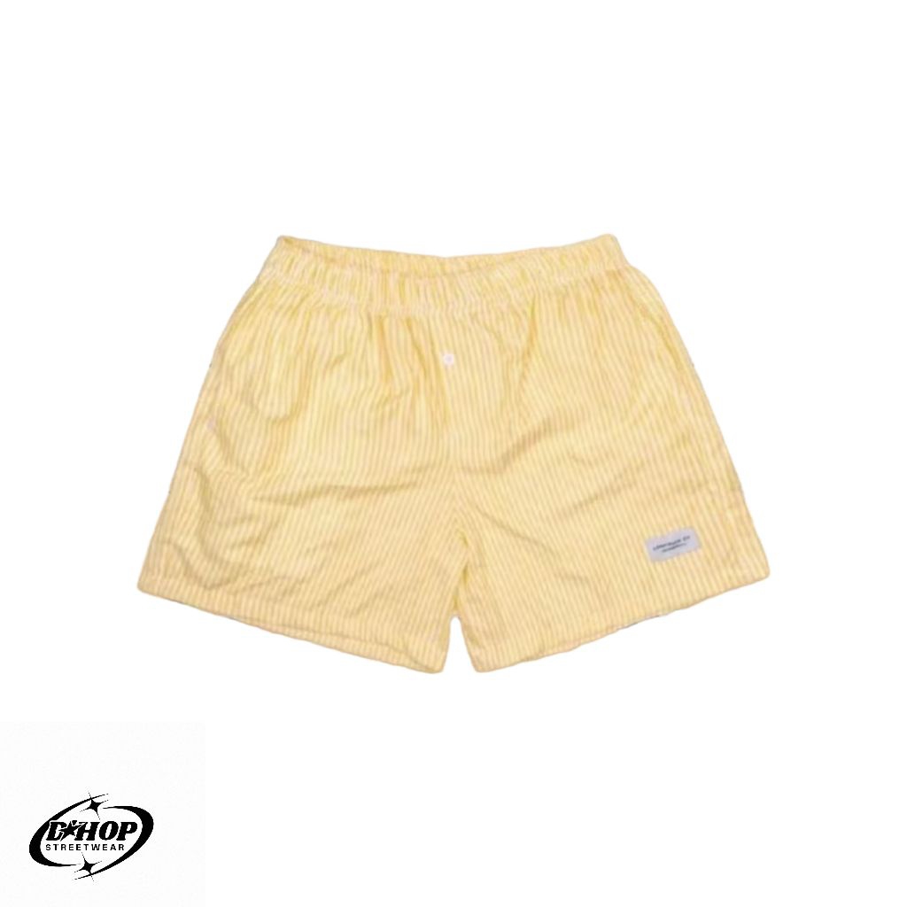 D'hop CELANA BOXER  PENDEK PRIA WANITA BOXER MOTIF GARIS GARIS SALUR KUNING - SHORPANTS - KOLOR BOXE