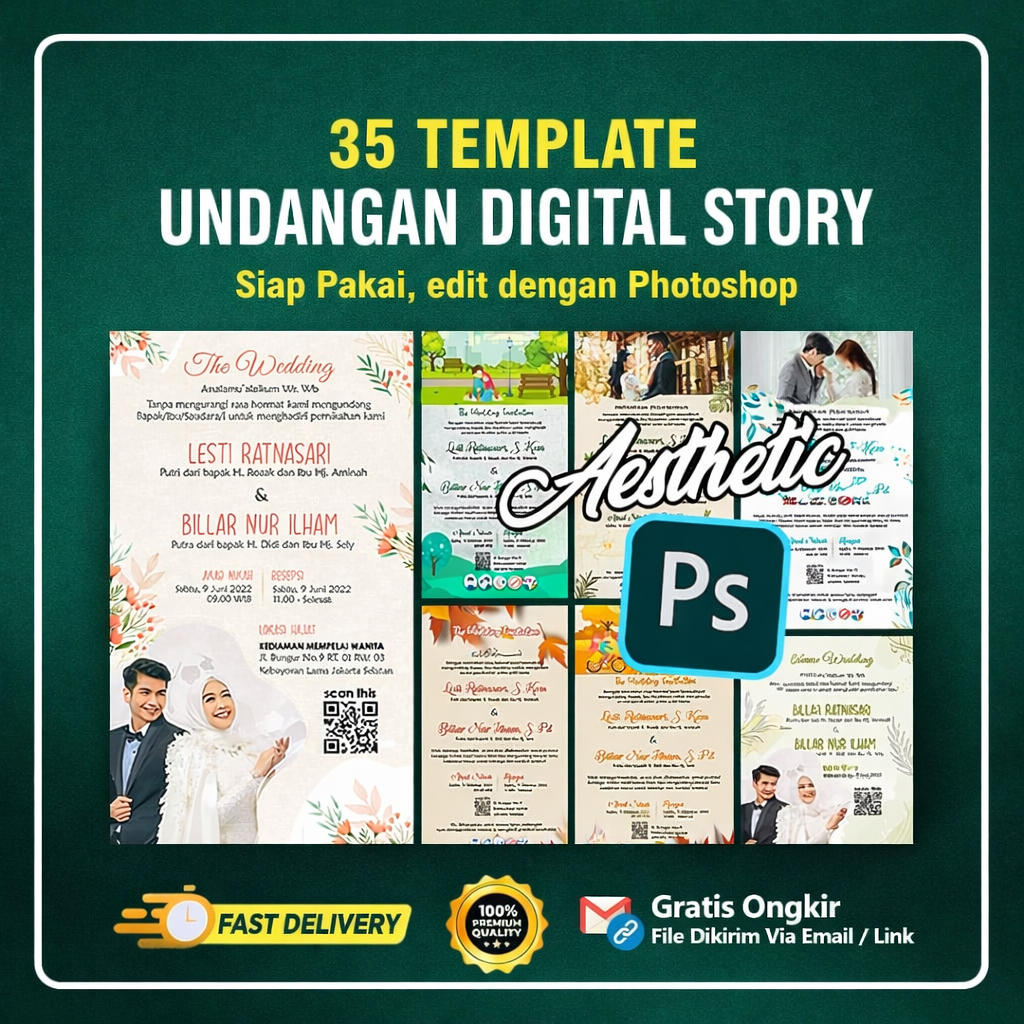 Template Story Undangan Digital Aesthetic Wedding Pernikahan PSD Photoshop