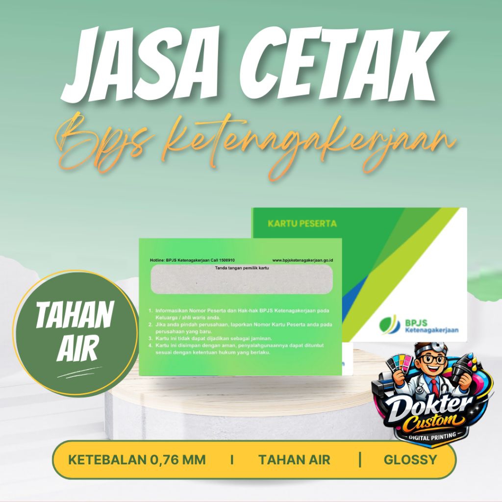 jasa cetak kartu bpjs ketenagakerjaan pribadi tahan air