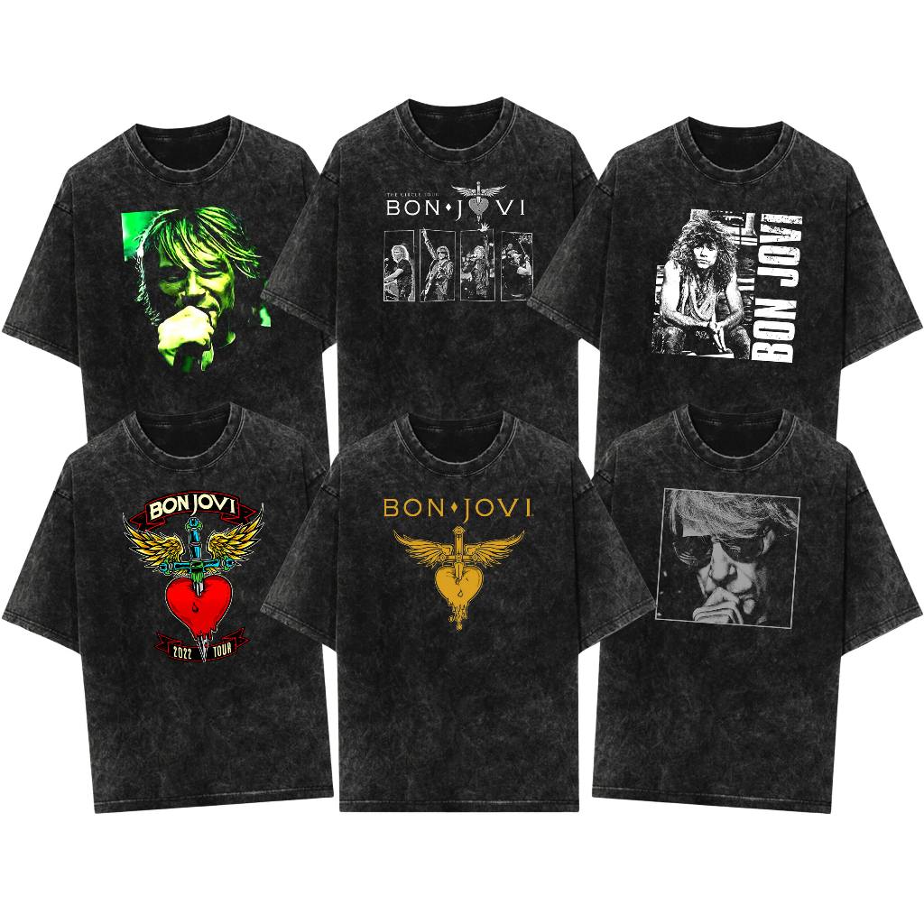 Kaos BON JOVI Oversize Vintage Wash Premium Unisex