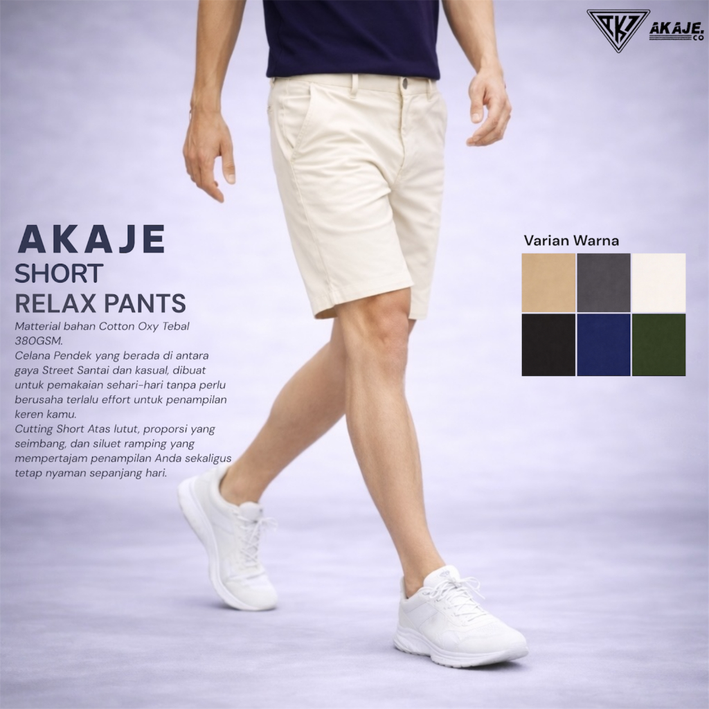 AKAJE Celana Pendek Chinos Shortpants Chino Katun Premium Stretch Melar Elastis Unisex Pria Wanita