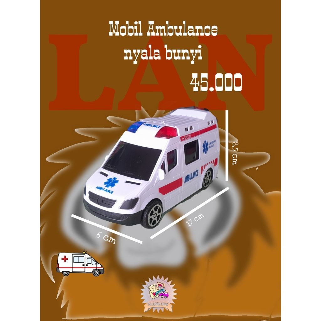 Mainan Anak Mobil Ambulance Mobil Mainan Ambulans nyala bunyi