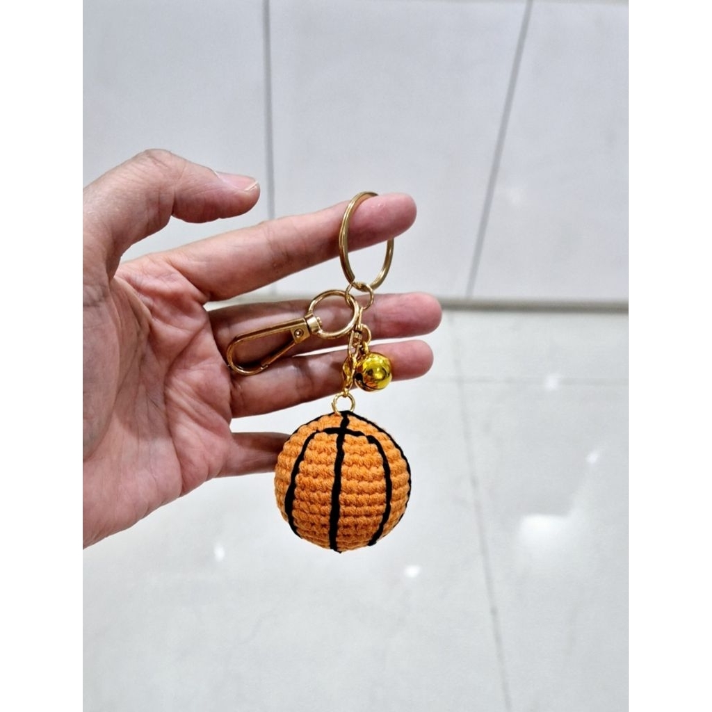 Keychain Basket Ball Crochet / Gantungan Kunci Bola Basket Rajut Premium