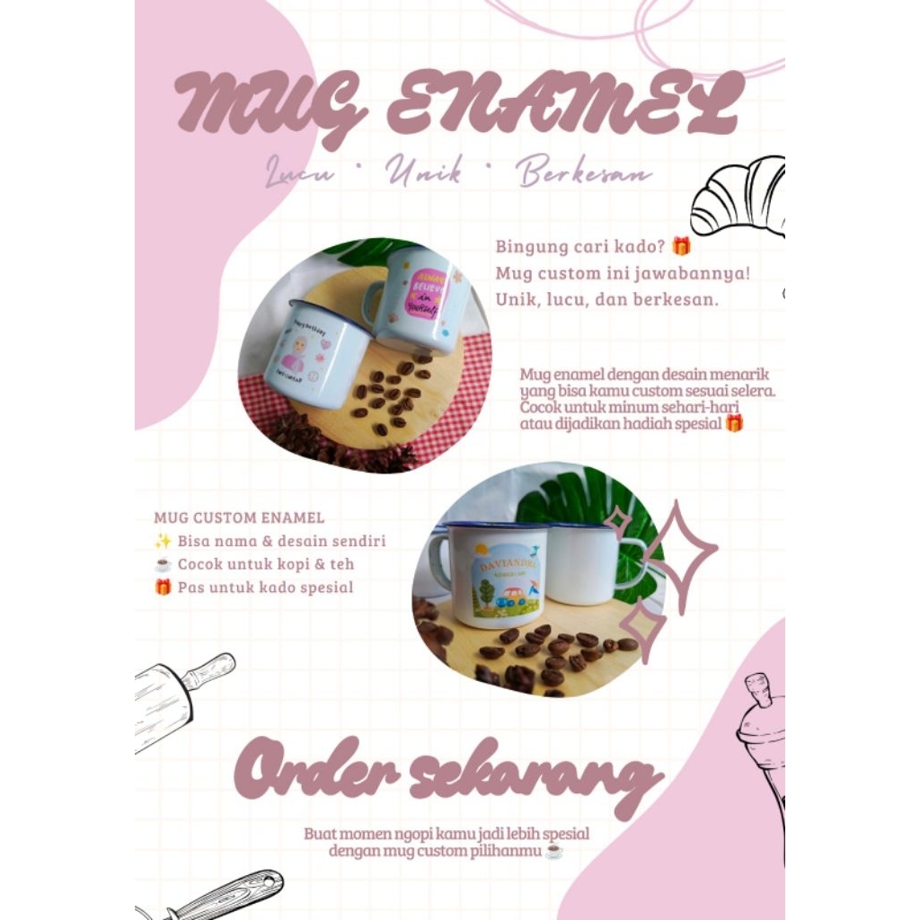 MUG ENAMEL / MUG CUSTOM / MUG WEDDING / MUG DECAL